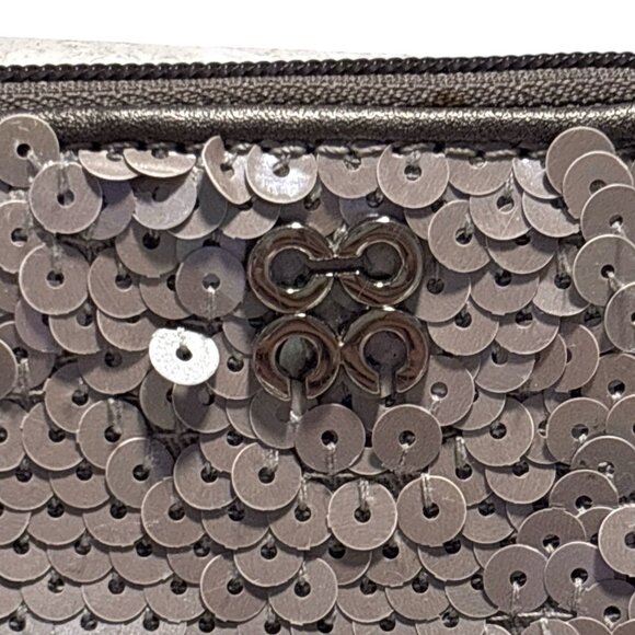 COACH Y2K Metallic Sequin Mini Wristlet Light Mocha Zip Evening Travel Glam Chic - Picture 4 of 11